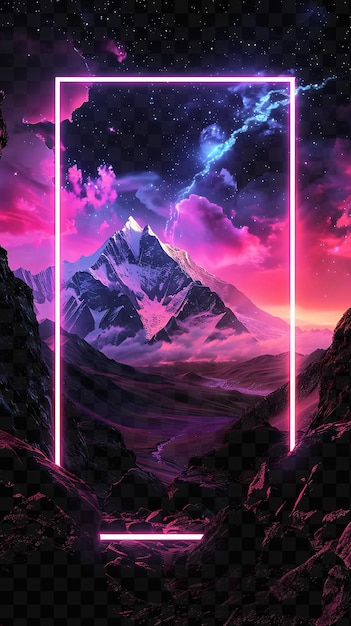 PSD een berg met paarse en roze lichten op de achtergrond