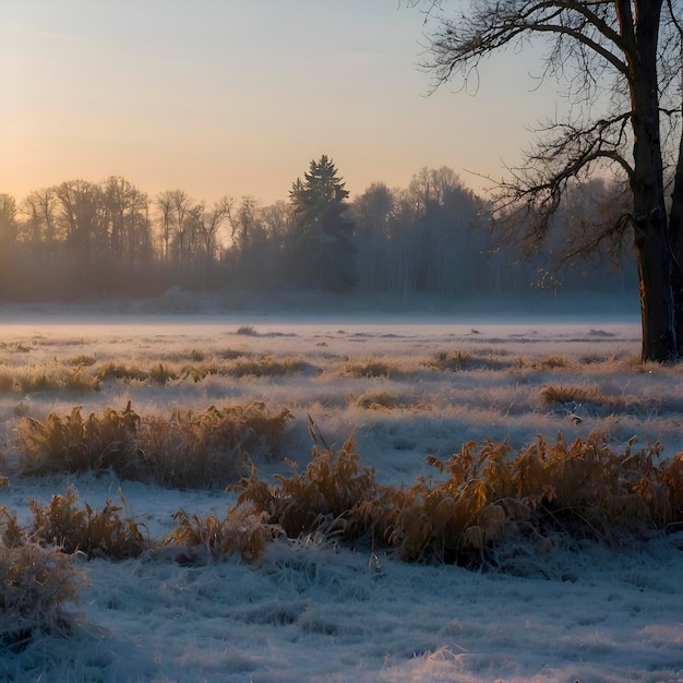 PSD een bevroren, met sneeuw bedekte siberische veld