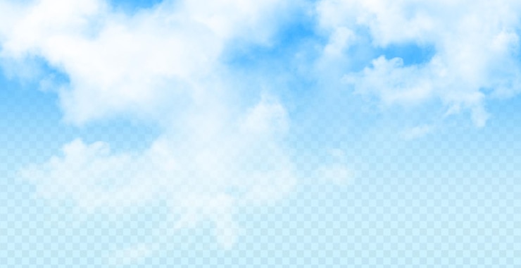 PSD een bewolkte blauwe hemel geïsoleerd op transparante achtergrond