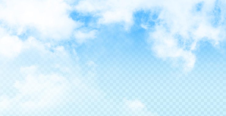 PSD een bewolkte blauwe hemel geïsoleerd op transparante achtergrond