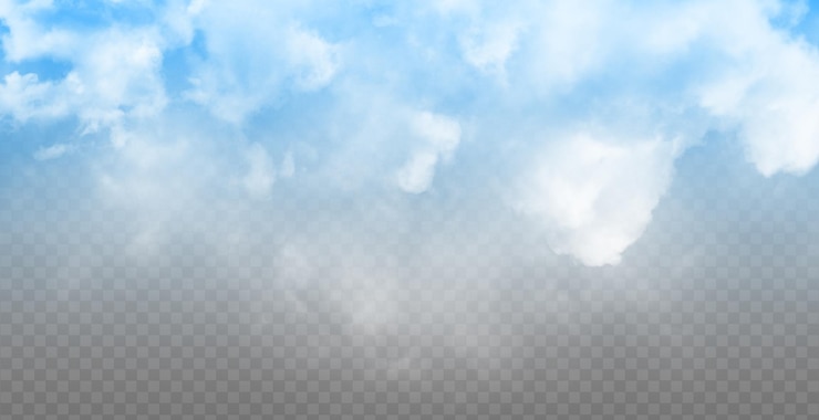 PSD een bewolkte blauwe hemel geïsoleerd op transparante achtergrond
