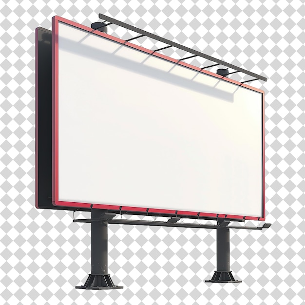 Een billboard met een rood frame dat het woord erop zegt