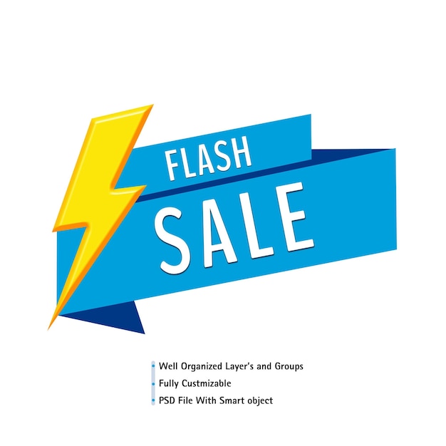 Een blauw en geel bord met de tekst "flash sale"