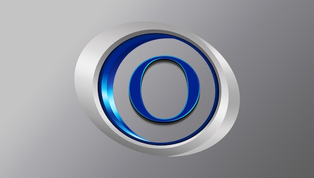 een blauw en zilveren logo met een cirkel in het midden