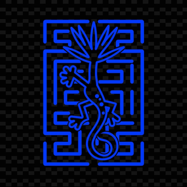 PSD een blauw symbool van een draak op een zwarte achtergrond