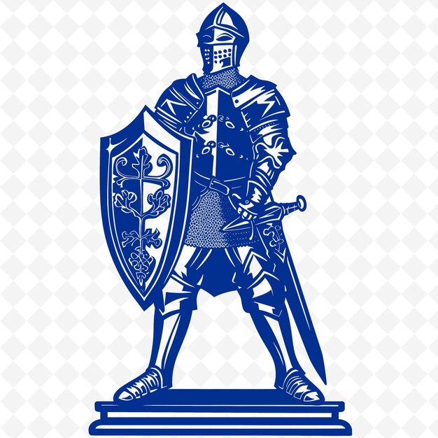 PSD een blauw-wit beeld van een ridder met een zwaard