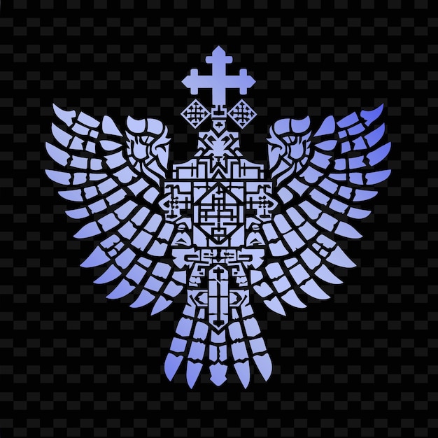 PSD een blauw-wit ontwerp van een kruis op een zwarte achtergrond
