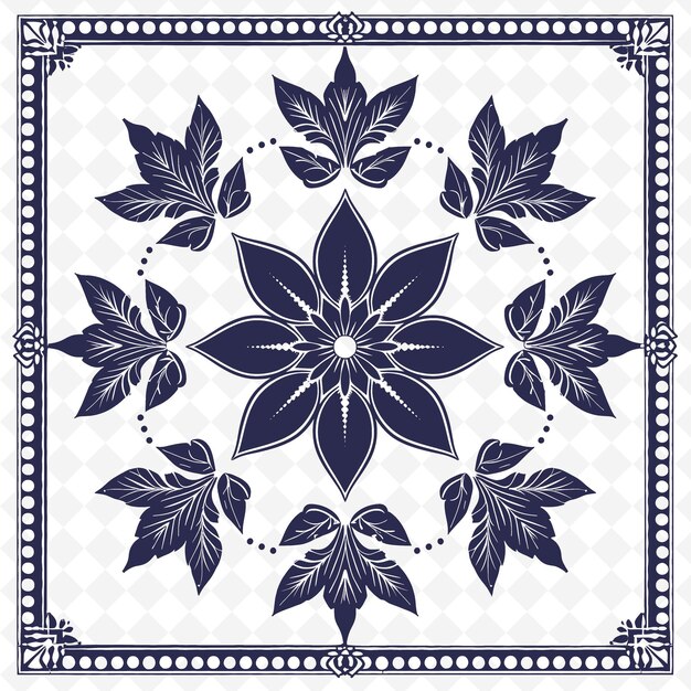 PSD een blauw-wit patroon met een bloemontwerp in het midden