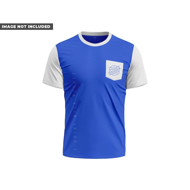 een blauw-wit shirt met een wit logo aan de voorkant