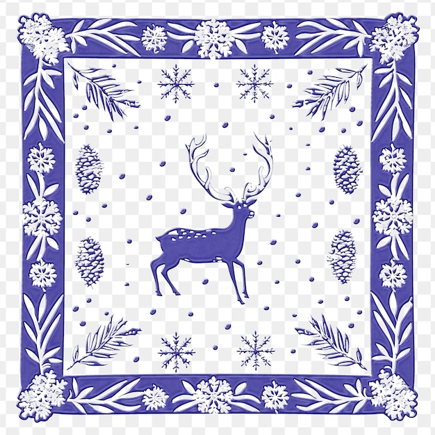 PSD een blauw-witte foto van een hert met sneeuwvlokken erop