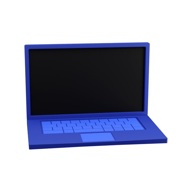 Een blauwe 3d laptop geeft geïsoleerde illustratie transparant terug