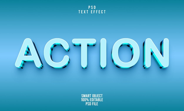 PSD een blauwe achtergrond met het woord actie erop