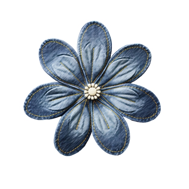 PSD een blauwe bloem met een gouden midden op een witte achtergrond