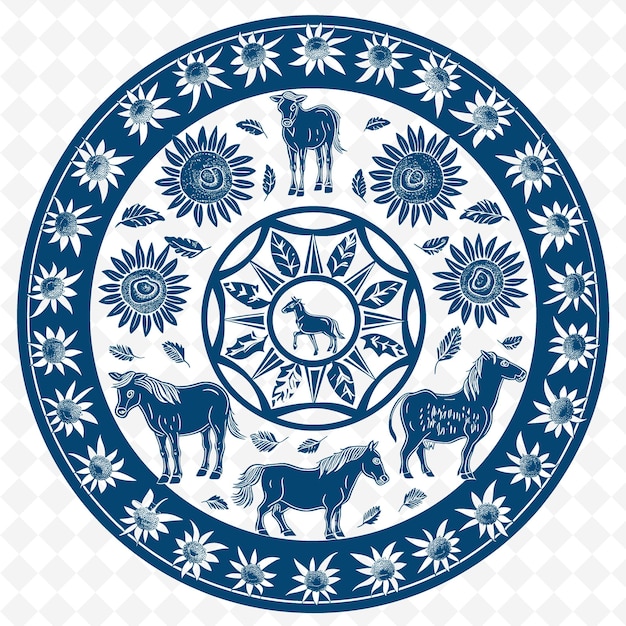 PSD een blauwe cirkel met dieren en een klok met de woorden kamelen erop