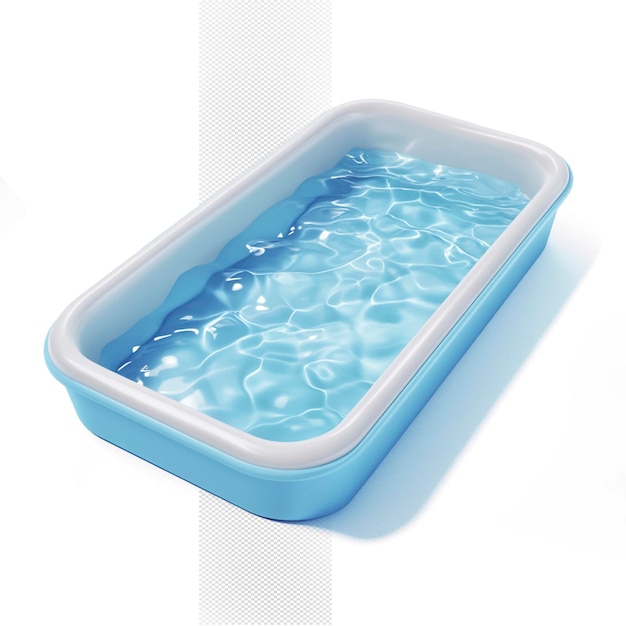 een blauwe container met water
