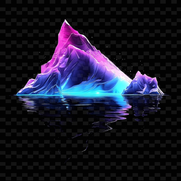 PSD een blauwe en paarse ijsberg drijft in het water