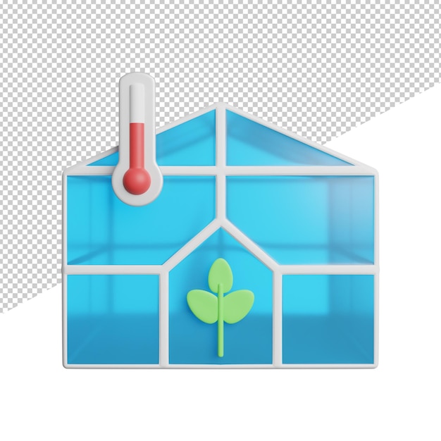 PSD een blauwe envelop met in het midden een thermometer waarop staat dat er een plant in een glazen bak zit