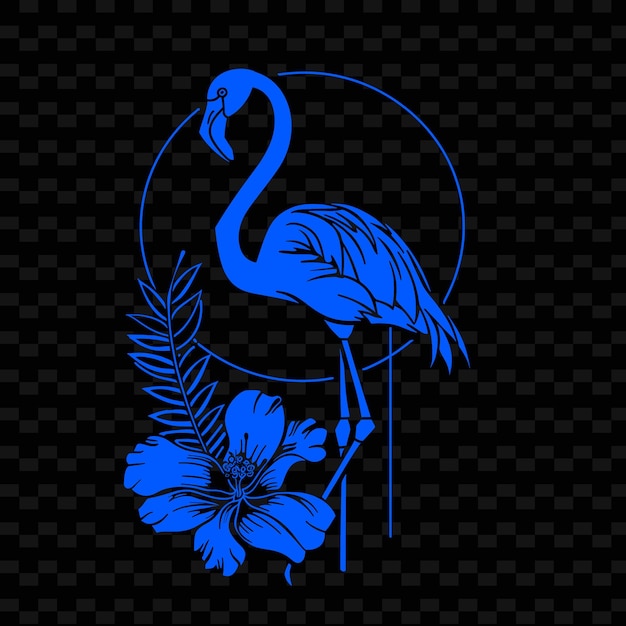 PSD een blauwe flamingo met een bloem in het midden