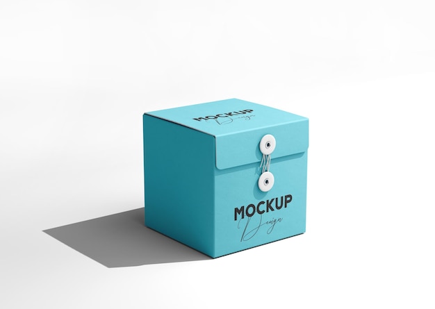 Een blauwe geschenkdoos 3d mockup