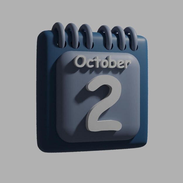 PSD een blauwe kalender met de datum 2 oktober erop.