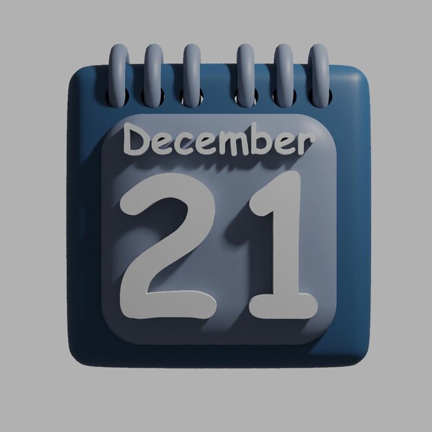 PSD een blauwe kalender met de datum 21 december erop