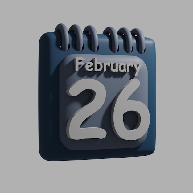 PSD een blauwe kalender met de datum 26 februari erop