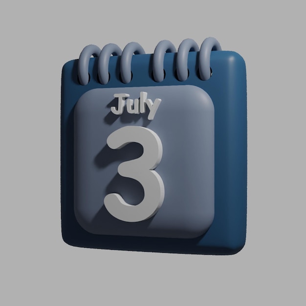 PSD een blauwe kalender met de datum 3 juli erop