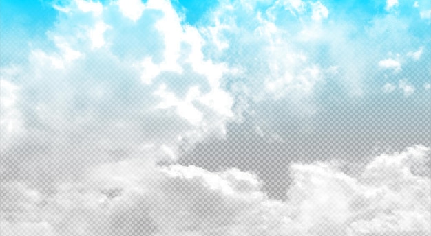 PSD een blauwe lucht met witte wolken geïsoleerd op transparante achtergrond