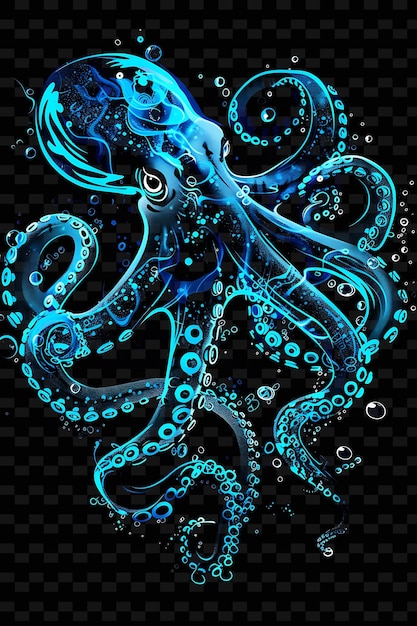 PSD een blauwe octopus met de woorden octopus erop