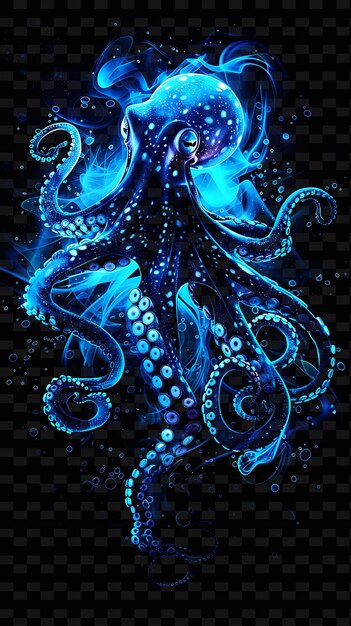 PSD een blauwe octopus met een blauwe achtergrond