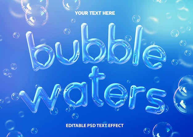 een blauwe poster met de woorden bubbelwater erop