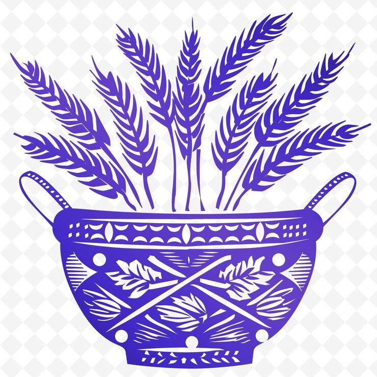 PSD een blauwe pot met de woorden " tarwe " erop