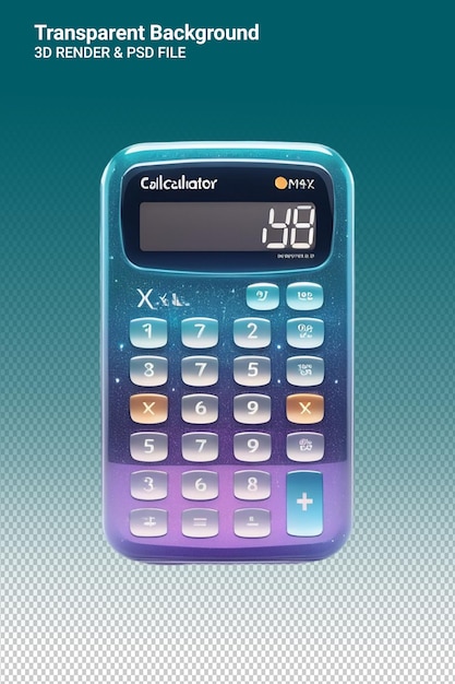 PSD een blauwe rekenmachine met de cijfers 0 erop