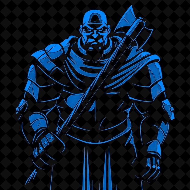 een blauwe ridder met een zwaard en schild