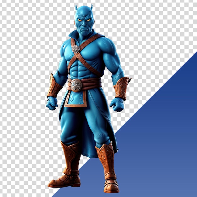 PSD een blauwe superheld met een zwaard en schild