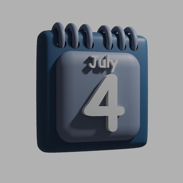 PSD een blauwwitte kalender met de datum 4 juli erop
