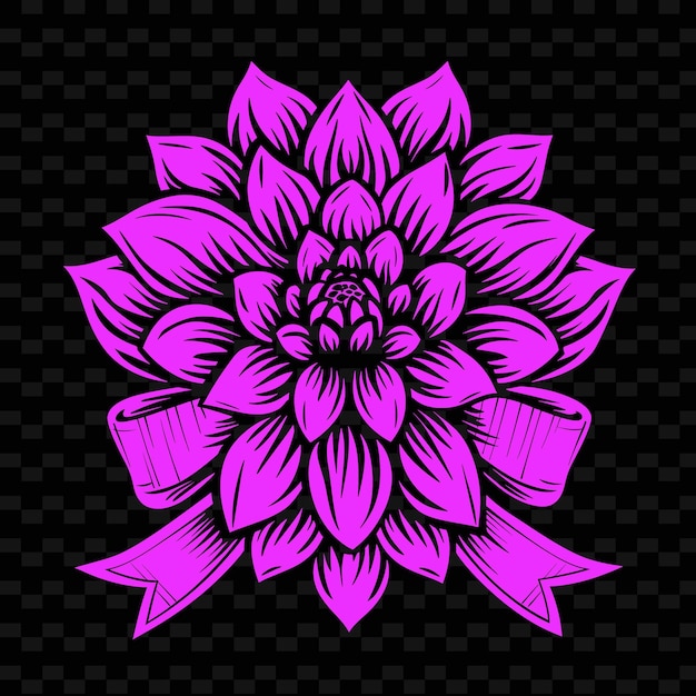 PSD een bloem op een zwarte achtergrond met een patroon van paarse bloemen