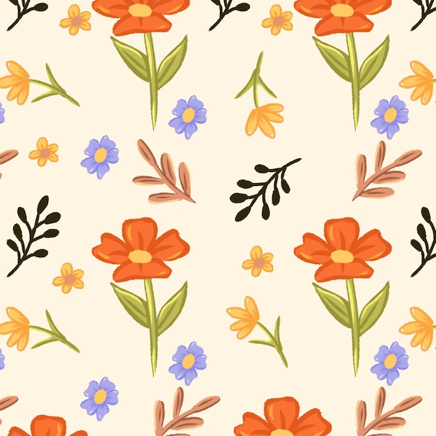 een bloemenpatroon met een paar bladeren en een paar andere bloemen naadloos patroon met een bloementhema