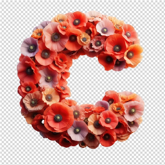 Een bloemkrans met de letter c in het midden