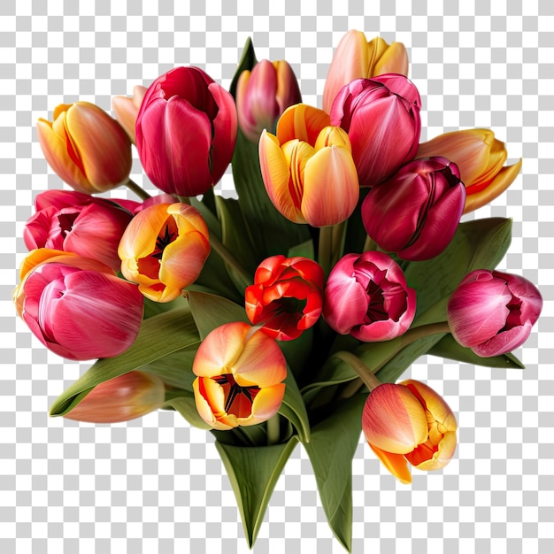 PSD een boeket tulpen bloemen transparante achtergrond png clipart