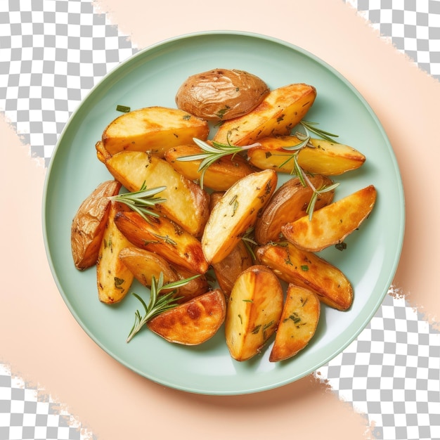 Een bord aardappelen met een groen bord met de tekst 