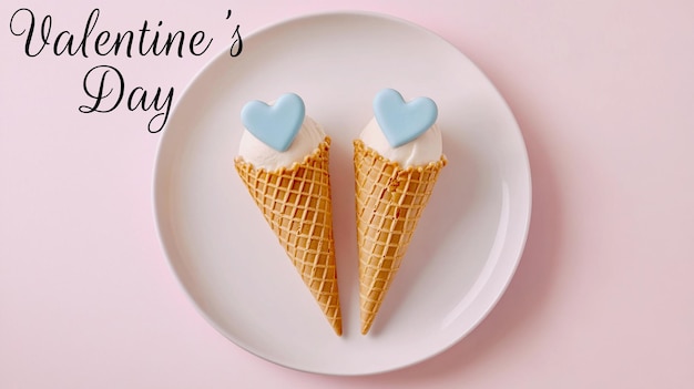 Een bord met ijsjes waarop staat: "Valentijnsdag".
