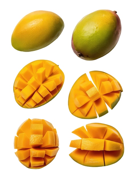 PSD een bos mango's wordt getoond met het woord mango erop