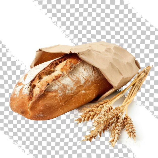 PSD een brood wordt getoond met een zak tarwe op de achtergrond