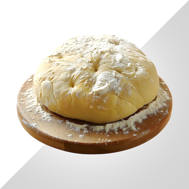 een broodje brood staat op een houten plaat met een teken erachter