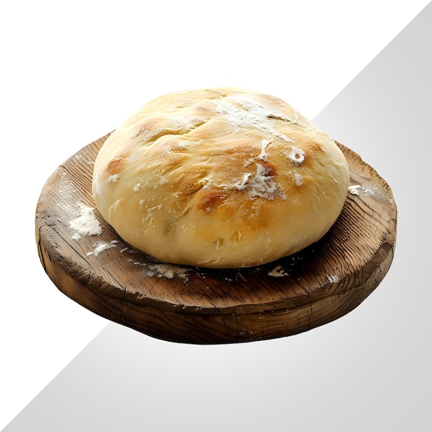 een broodje is op een houten plank met een foto van een broodje erop
