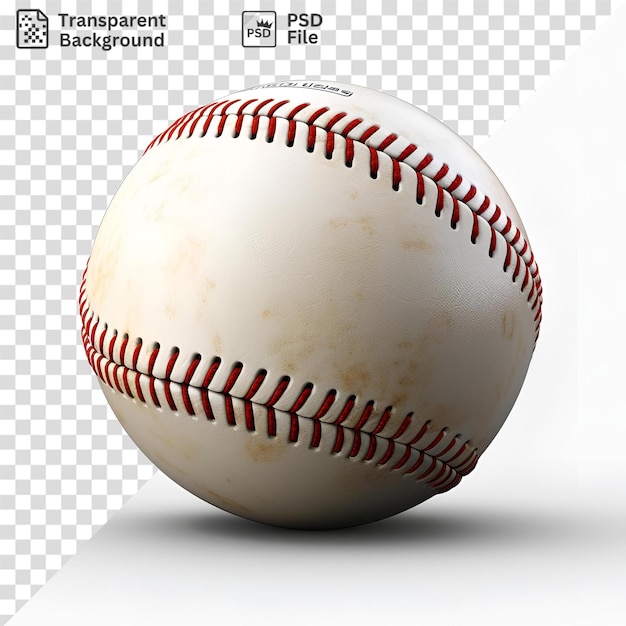 PSD een bruin honkbal met een rode streep en een donkere schaduw op een geïsoleerde achtergrond