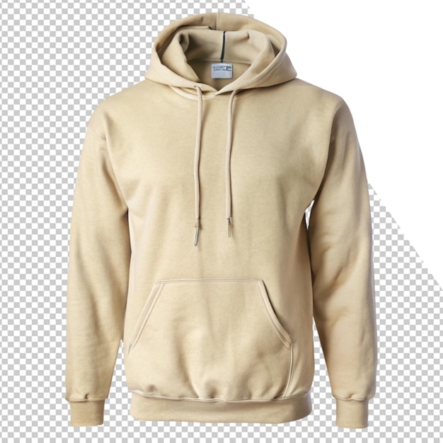 een bruine hoodie met een wit label waarop staat t-shirt