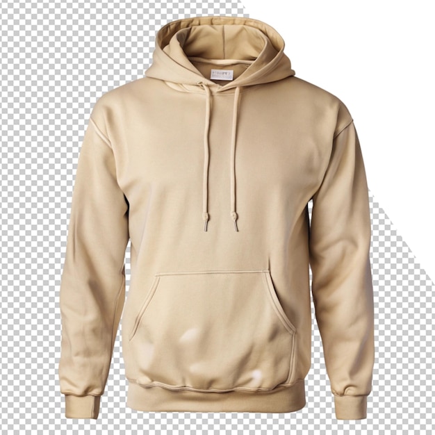 een bruine hoodie met een witte achtergrond en een wit label
