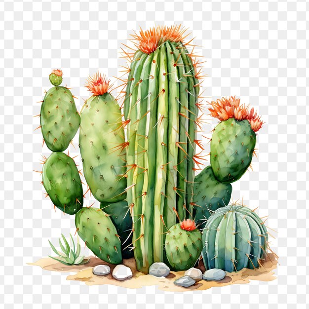 PSD een cactus met een witte achtergrond en een rode cactus op een doorzichtige achtergrond